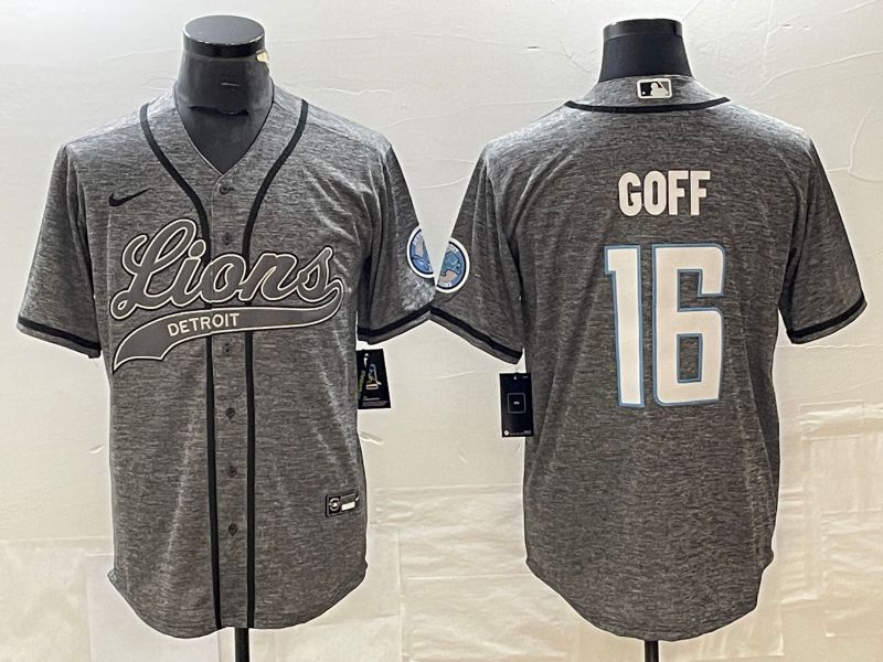 Men Detroit Lions 16 Goff Grey Nike 2023 Co Branding Game NFL Jersey style 1